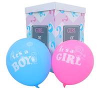 FONDOTIN Boîte à Ballons Révélatrice pour Shower Boîte avec Ballons Bleus Décoration Polyvalente pour Fête Anniversaire Garçon ou Fille Installation Facile