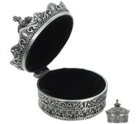 FONDOTIN Boîte à Bijoux Vintage en Métal Gaufré Forme Couronne Organisateur Compact et Léger pour Colliers et Bagues Présentoir Élégant pour Bureau et Voyage Coffret Protecteur
