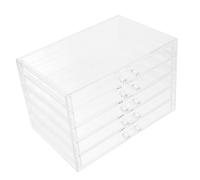 FONDOTIN Boîte De Rangement 5 Tiroirs Transparent en Acrylique, Organisateur De Bijoux Et Cosmétiques, Espace Polyvalent Bureau Et Coiffeuse, Solution pour Bijoux, Rouges à Lèvres Et Accessoires