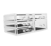 FONDOTIN Boîte de Rangement Cosmétique Transparente Empilable Organisateur de Bureau pour Maquillage avec Grand Tiroir Coffret Pratique pour Cosmétiques et Bijoux Organiseur de Bureau