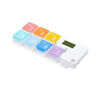 FONDOTIN Boîte Pilules Électronique Jours Portable avec Alarme Intelligente Compartiments Étanches et Rangement Compact pour Médicaments Pilulier Hebdomadaire Pratique sans Batterie