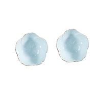 FONDOTIN Bol à Condiments Fleuri En Porcelaine 7 Cm, Petite Assiette Décorative De Fleur De Cerisier Bleu, Plat à Sauce Céramique Compact, Pour Apéritif Cuisine, Lot De 2