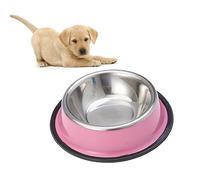 FONDOTIN Bol Acier Inoxydable pour Animaux De Compagnie avec Base Antidérapante Écuelle pour Chien Et Chat Rose Accessoires pour Animaux De Compagnie