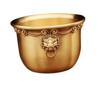 FONDOTIN Bol de Laiton Doré Feng Shui avec Tête de Lion Bol Décoratif Tibétain pour Rituel Bouddhiste Symbole de Richesse et Prospérité pour Salon et Bureau