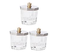 FONDOTIN Bol de Nail Art Cristal Transparent avec Couvercle Inox Lot de 3 Pièces Taille Moyenne Anti-renversement pour Manucure Professionnelle Usage Salon