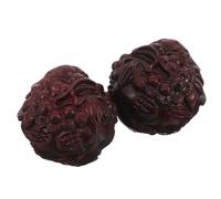 FONDOTIN Boules de Baoding en Bois Naturel 4 Cm Paire de Balles de Massage Sculptées Tête de Lionceau Outil de Massage Manuel et Masseur de Paume pour Exercices et Thérapie des Mains