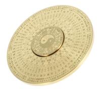 FONDOTIN Boussole Chinoise Traditionnelle en Laiton Vintage, Petite Boussole Portable Double Face Miroir Bagua Rotatif, Accessoire Décoratif ’extérieur pour Camping et Maison, 1 Pièce