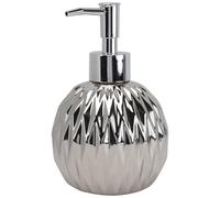 FONDOTIN Bouteille Pompe de Salle de Bain Céramique Argentée Distributeur Rechargeable pour Shampooing Gel Lotion Flacon Portable Pratique pour Voyage et Hôtel