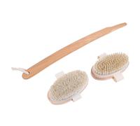 FONDOTIN Brosse de Bain Corps et Dos 2 Pièces 42x7 Cm Poils Naturels Sanglier Exfoliante Manche Long pour Femme et Homme Accessoires Salle de Bain Massage Style Aléatoire