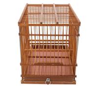 FONDOTIN Cage à Oiseaux Bambou Rectangulaire Légère pour Perruches et Petits Perroquets Plateau Amovible Cage de Transport Portable avec Poignée pour Décoration Intérieure et Extérieure