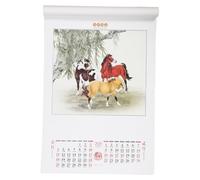 FONDOTIN Calendrier Mural Mensuel 2026 en Papier Robuste Calendrier Traditionnel Chinois de L’Année du Cheval Décoration Murale Asiatique pour Maison Bureau et Restaurant Pratique