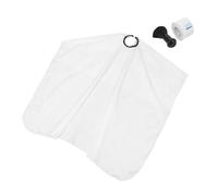 FONDOTIN Cape de Coiffure Professionnelle Imperméable Blanche 1 Pièce avec Plumeau Noir pour Nuque et Tour de Cou en Papier Blanc Accessoires de Salon de Coiffure pour Coupe Tablier