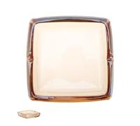 FONDOTIN Cendrier Carré en Verre Ambré 10 X 10 Cm, Cendrier pour Cigarettes et Cigares, Accessoire Stable et Facile à Nettoyer, Adapté pour Bureau et Maison, Décoration Intérieure
