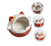 FONDOTIN Cendrier Chat Céramique Rouge Haute Température Réservoir Cendres pour Bureau et Maison Décoration de Noël