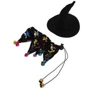 FONDOTIN Chapeau de Sorcière pour Chien Costume de Magicien avec Cape Déguisement Halloween pour Chat et Petit Chien Coiffe de Fête avec Clochette
