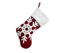 FONDOTIN Chaussette de Noël Suspendue Blanche Broderie 3D Flocon de Neige et Renne Décoration de Sapin de Noël Festive Accessoire Traditionnel pour Bonbons et Petits Présents pour Fête
