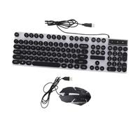 FONDOTIN Clavier et Souris de Jeu Ergonomiques Noirs Abs Structure Suspendue et Roue 3D Antidérapante, Ensemble Solide et Étanche pour Ordinateur à Domicile ou Bureau