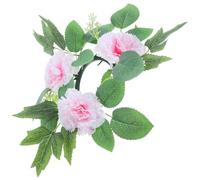 FONDOTIN Couronne de Bougies de Fleur Artificielle de Couronne Fleurs de Clématite Rose Décoration Romantique pour Mariage Fête et Intérieur Anneau de Bougie Polyvalent et Élégant