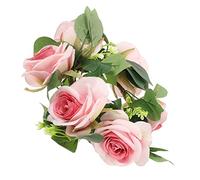 FONDOTIN Couronne De Fleurs Artificielle Pour Bougies Anneau Décoratif Rose Mousse Pour Mariage Fête Et Décoration De Table Design Élégant Rose Poudré