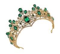 FONDOTIN Couronne de Mariée Baroque Verte Accessoire Coiffure pour Mariage et Séance Photo Ornement Cheveux Féminin Élégant Coiffe Mode pour Fête et Cérémonie