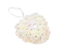 FONDOTIN Coussin Alliance Mariage Rose Forme Cœur Boîte Porte Alliance Bague Décor Floral Romantique avec Strass pour Mariage