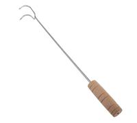 FONDOTIN Crochet à Viande pour Barbecue Double INOX avec Poignée Longue en Bois Ergonomique - Accessoire Camping Extérieur pour Grillades, Rôtis Et Cuisson Sécurisée