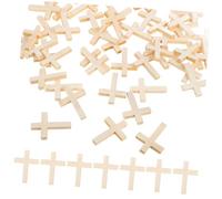 FONDOTIN Croix De Prière Décorative 50 Pièces Perles En Bois Naturel Petites Croix En Bois Perles Artisanales Pour Projets