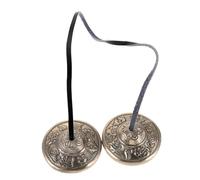 FONDOTIN Cymbales de Contemplation en Cuivre 45 CM - Instrument de Percussion Tibétain Tingsha Népalais - Cymbales Sonothérapie pour Yoga et Relaxation - Carillons à Doigts pour Adultes