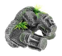 FONDOTIN Décoration Aquarium Résine Moaï Miniature Ornement Betta Cachette Naturelle Décorations pour Réservoir Poisson