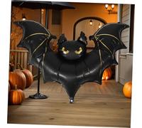 FONDOTIN Décoration De Chauve-Souris Gonflable Ballons Gonflables De Chauve-Souris Décoration Halloween Décor d'halloween en Plein Air Noir Film D'aluminium