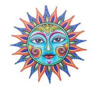 FONDOTIN Décoration Du Mur De Soleil Décoration Murale Suspendue Solaire Pendaison Intérieure Sculpture Murale Soleil Ornement De Maison Blue Le Fer