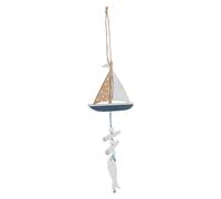 FONDOTIN Décoration Murale Bois Nautique Petit Poisson Bateau Style Marin Élégant Suspendu pour Salle de Bain et Salon Bord de Mer