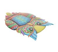 FONDOTIN Décoration Murale Hibou en Fer Forgé Coloré pour Jardin et Maison - à Suspendre Métallique Bleu Vif - Sculpture Décorative Résistante et Design Artistique Mural Élégant