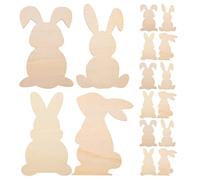 FONDOTIN Décorations de Pâques en Bois à Suspendre 16 Pièces, Lapins en Bois Vierges 23 Cm, Matériel de Bricolage Créatif pour Peinture et Coloriage, Ornements Artisanaux