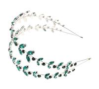 FONDOTIN Double-layer Leaf Headband With Shimmering Crystals European Style Wedding Hairband For Women And Elegant Bridal Accessories For Parties And Special Occasions
