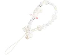 FONDOTIN Dragonne de Téléphone à Perles Nœud Lapin 3D Chaîne Anti-Perte Petite Taille Matériau Léger Décoration Poignet pour Smartphone Accessoire pour Femmes et Jeunes Filles