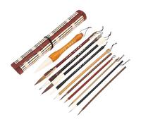 FONDOTIN Ensemble de 11 Pinceaux de Calligraphie Traditionnelle Chinoise en Poils de Loup, Stylo Pinceau Sumi pour Écriture et Peinture à L'encre, pour Dessin, Aquarelle et Calligraphie