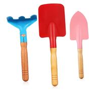 FONDOTIN Ensemble D'outils De Jardinage 3 Pièces Pelle, Truelle Et Râteau avec Manche en Bois, Mini Kit D'outils De Jardinage pour Plantation, Creusage Et Repiquage, Usage Extérieur Jardin