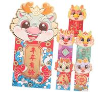 FONDOTIN Enveloppes Rouges Chinoises Dragon 24pcs en Papier Stable Motifs Mignons Nouvel An Chinois Festival du Printemps pour Offrandes et Présents Célébrations