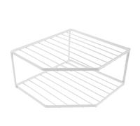 FONDOTIN Étagère de Rangement d'angle en Métal Blanc Double Couche 12 CM de Hauteur Support à Casseroles et Poêles pour Plan de Travail Évier Organiseur Cuisine Polyvalent pour Placard