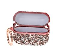 FONDOTIN Étui Protection pour Écouteurs sans Fil avec Strass Compatible Coque Rigide Résistante Aux Chocs Design Rose Élégant Facile à Installer