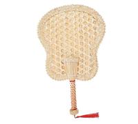 FONDOTIN Éventail à Main Vintage Tissé Chinois En Raphia Naturel Grand Modèle 25x27cm Éventail D'été Décoratif Pour Extérieur Et Intérieur Accessoire Culturel Traditionnel