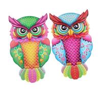 FONDOTIN Faux Hiboux En Métal, 2 Pièces, Pendentif Mural Suspendu, Décoration D'arrière-cour, Décorations De Clôture En Plein Air