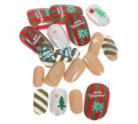 FONDOTIN Faux Ongles Amande Moyens à Coller French Manucure Blanche 3D avec Flocons de Neige et Sapin de Noël Extensions D’Ongles Couvrantes Réutilisables pour Fêtes D’Hiver et Occasions