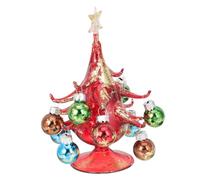 FONDOTIN Figurine Sapin Noël Verre Créative Décoration de Table Rouge Petite pour Décorations de Fête et Ambiance Festive