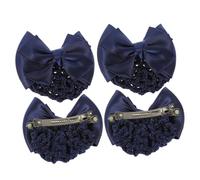 FONDOTIN Filets à Cheveux à Nœud pour Femmes 4 Pièces Taille Moyenne Pince Élastique Accessoires Coiffure Infirmières Employées Hôtels Usage Professionnel Bleu