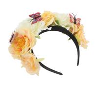 FONDOTIN Flower Headband Boho Butterfly Crown Lightweight Comfortable Mexican Style Headpiece For Halloween Cosplay And Themed Parties