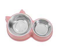 FONDOTIN Gamelle Acier Inoxydable pour Chiens Et Chats Bol Pet Bowl avec Support Antidérapant pour Petits Moyens Et Animaux Couleur Rose Mousse