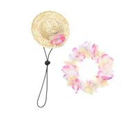 FONDOTIN Guirlande De Chapeaux Hawaïens pour Animaux De Compagnie Casquettes pour Chiens Chapeau pour Chat Chapeau De Paille pour Chiot