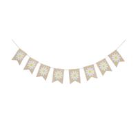 FONDOTIN Guirlande de Fanions en Toile de Jute à Motif Marguerite, Bannière Printanière « Bonjour Printemps » Réutilisable, Décoration Extérieure et Intérieure pour Fête, Cheminée ou